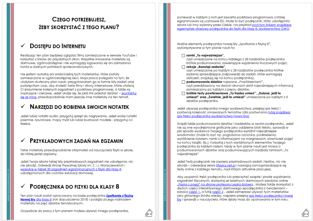 Plan Nauki Fizyka 8 Sklep.DaszSobieRade.pl